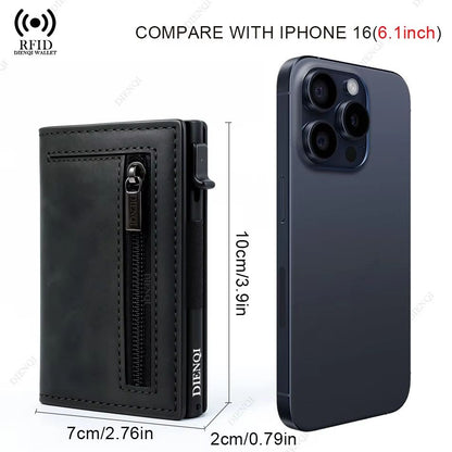 Magnetic Leather RFID Blocking Wallet  Luxury Mens Minimalist Credit Card Holder With PopUp Design 2