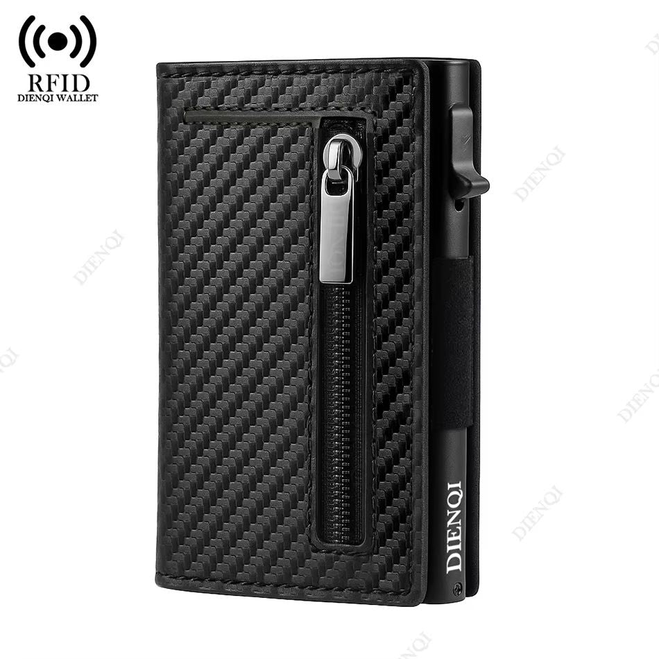 Magnetic Leather RFID Blocking Wallet  Luxury Mens Minimalist Credit Card Holder With PopUp Design 5