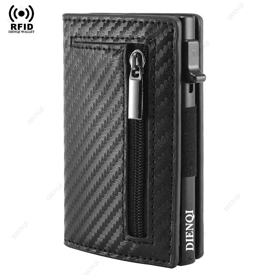 Magnetic Leather RFID Blocking Wallet  Luxury Mens Minimalist Credit Card Holder With PopUp Design 7