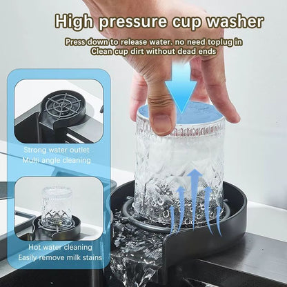 Luxury 304 Stainless Steel Kitchen Sink With Faucet  Single Slot 60x45cm Rainfall Design With 4 Fun 4
