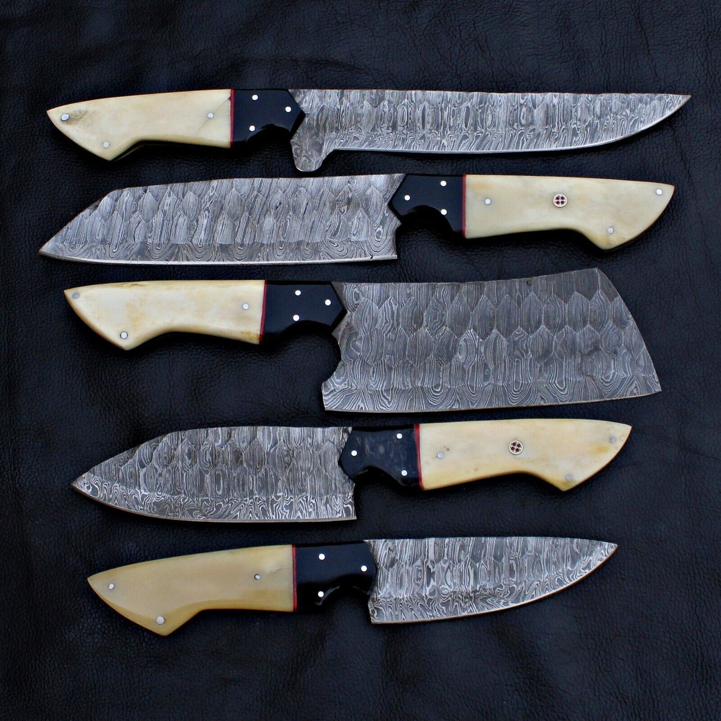 Luxury Hand Forged Damascus Steel Chef Knife Set  5 Piece Kitchen Tools 2