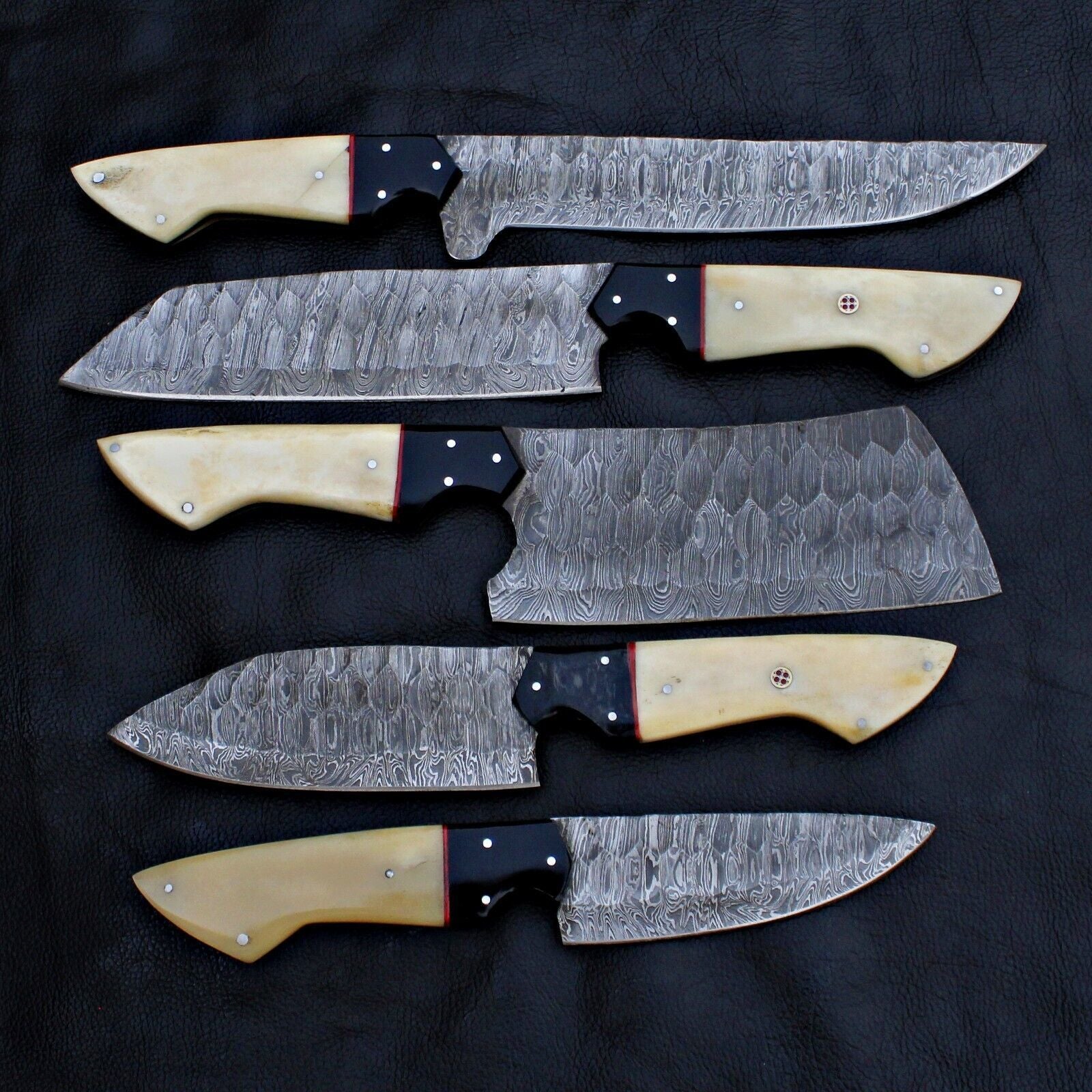 Luxury Hand Forged Damascus Steel Chef Knife Set  5 Piece Kitchen Tools 2