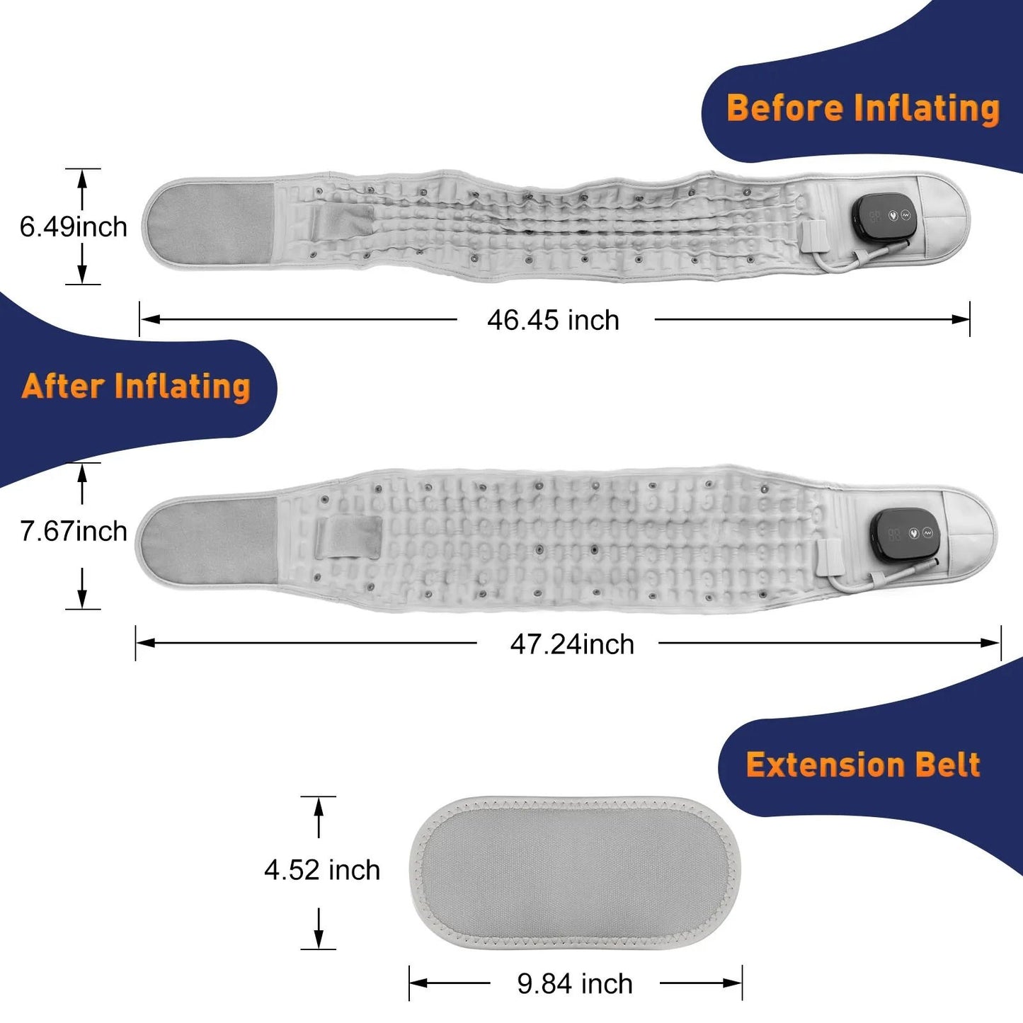 Heating Waist Massager Belt With Vibration And Inflatable Heated Pads 5