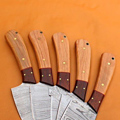 Custom Forged Damascus Steel Kitchen Knife Set  Premium Handmade Chef Set 1