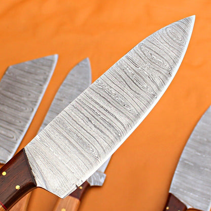 Custom Forged Damascus Steel Kitchen Knife Set  Premium Handmade Chef Set 2