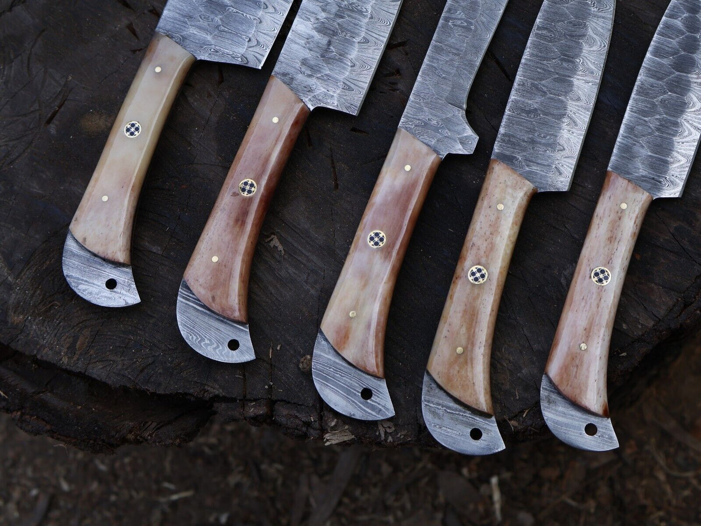 Exclusive Damascus Steel Chef Knife Collection  Handmade 5pcs Kitchen Set 2