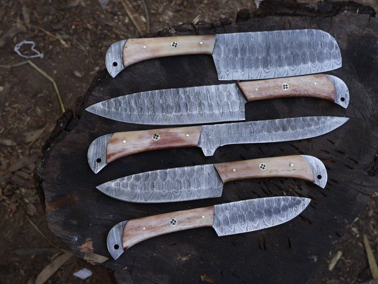 Exclusive Damascus Steel Chef Knife Collection  Handmade 5pcs Kitchen Set 3