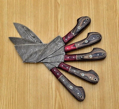 Handcrafted Damascus Steel Chef Knives Set  Premium 5pcs Kitchen Blades 3
