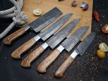 Authentic Forged Damascus Steel Knife Set  5pcs Professional Chef Knives 1