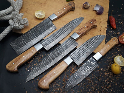 Authentic Forged Damascus Steel Knife Set  5pcs Professional Chef Knives 2