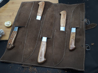 Authentic Forged Damascus Steel Knife Set  5pcs Professional Chef Knives 3