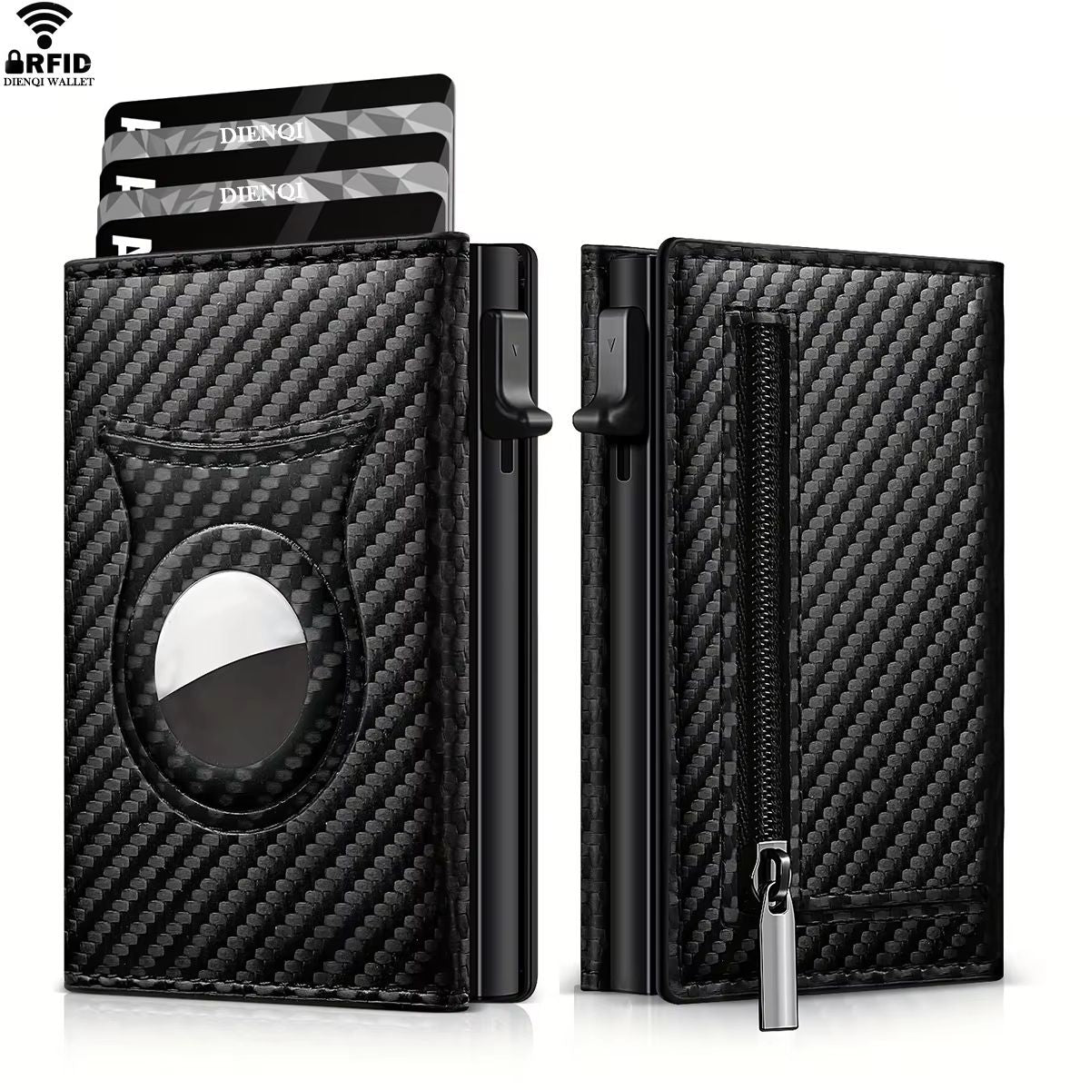 SecureTrack Carbon Fiber Wallet  Anti Theft Credit Card Holder  Minimalist AirTag Wallet With Coin  1