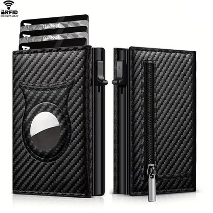 SecureTrack Carbon Fiber Wallet  Anti Theft Credit Card Holder  Minimalist AirTag Wallet With Coin  1