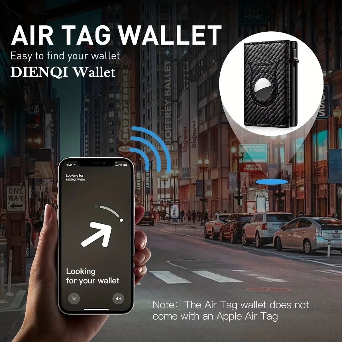 SecureTrack Carbon Fiber Wallet  Anti Theft Credit Card Holder  Minimalist AirTag Wallet With Coin  2