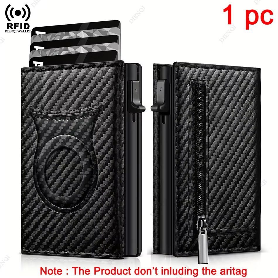 SecureTrack Carbon Fiber Wallet  Anti Theft Credit Card Holder  Minimalist AirTag Wallet With Coin  7