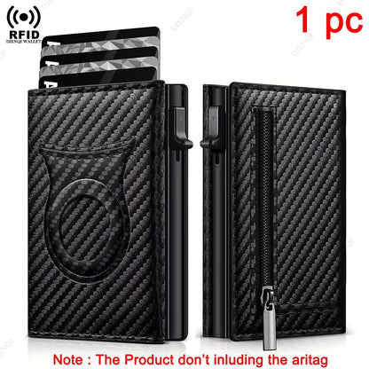 SecureTrack Carbon Fiber Wallet  Anti Theft Credit Card Holder  Minimalist AirTag Wallet With Coin  7