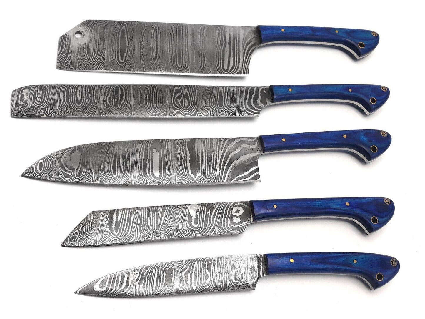Luxury Damascus Steel Chef Knife Set  Hand Forged Kitchen Essentials 5pcs 2