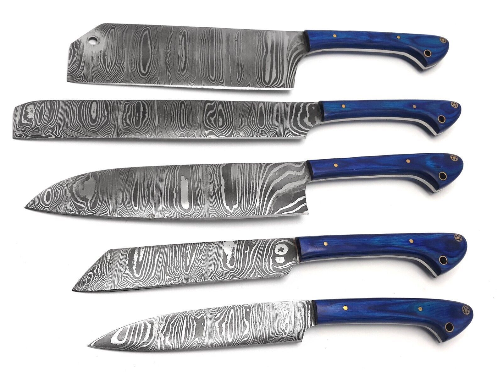 Luxury Damascus Steel Chef Knife Set  Hand Forged Kitchen Essentials 5pcs 2