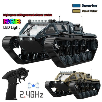 RC Tank with LED Lights and Remote Control Drift Function
