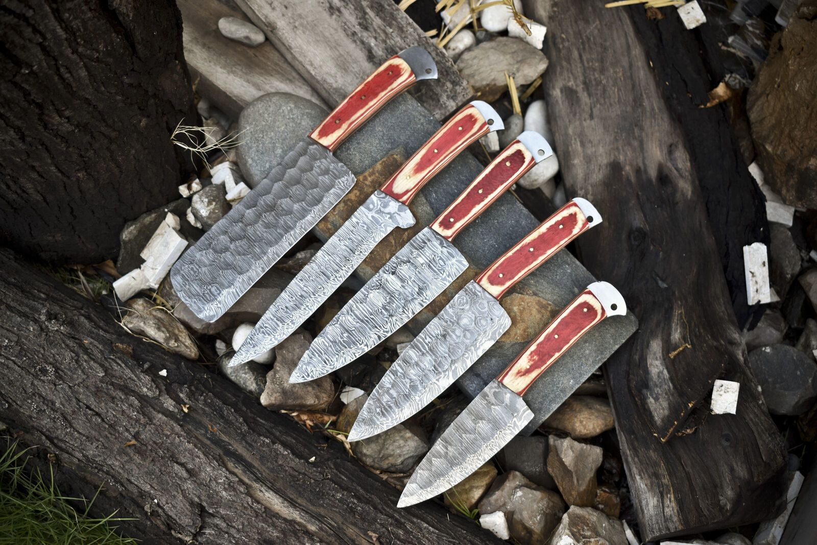 Handcrafted Steel Chef Knives Set | Premium 5pcs Kitchen Blades