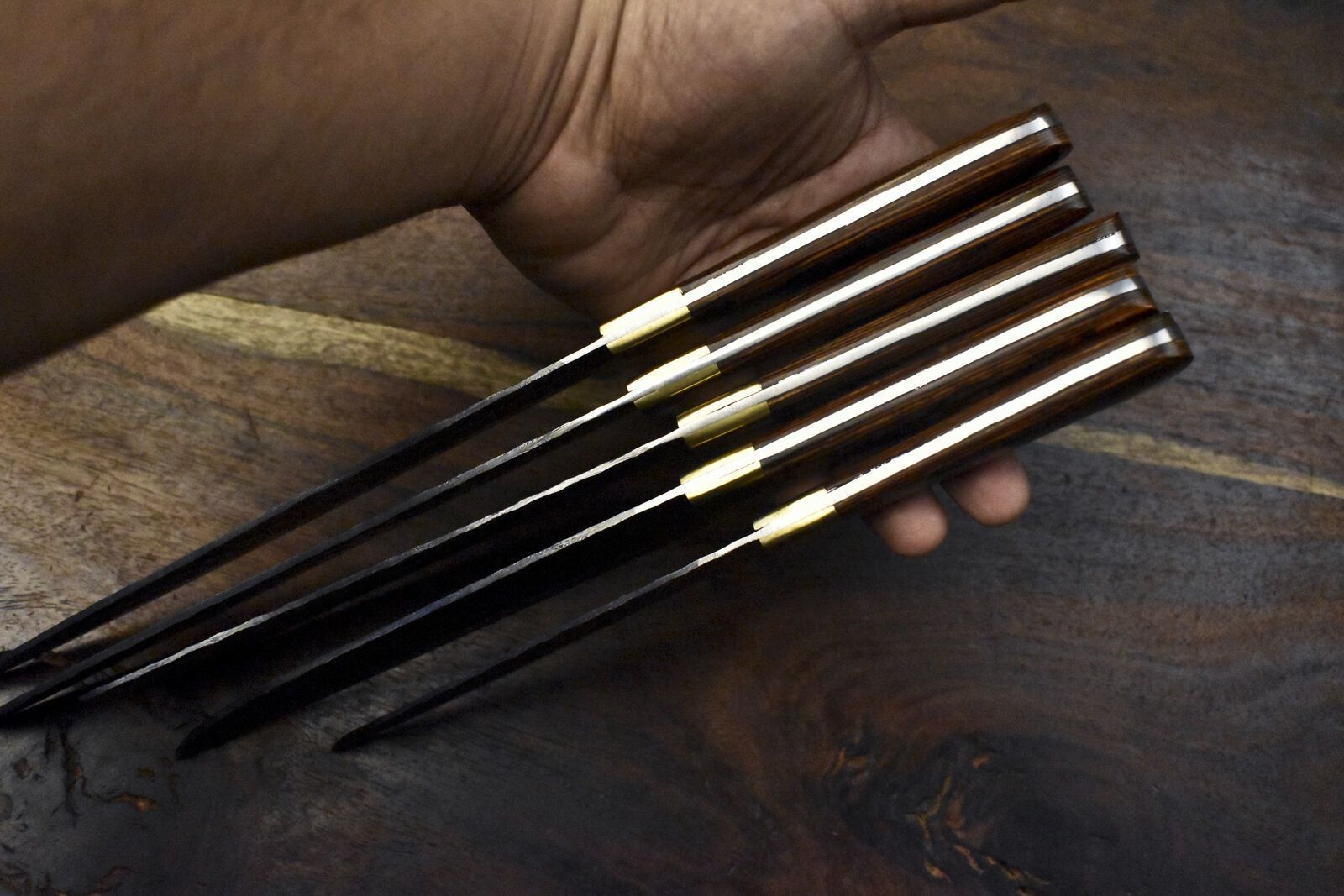Custom Handmade Damascus Steel Kitchen Knife Set  Professional 5pcs Chef Cutlery 2