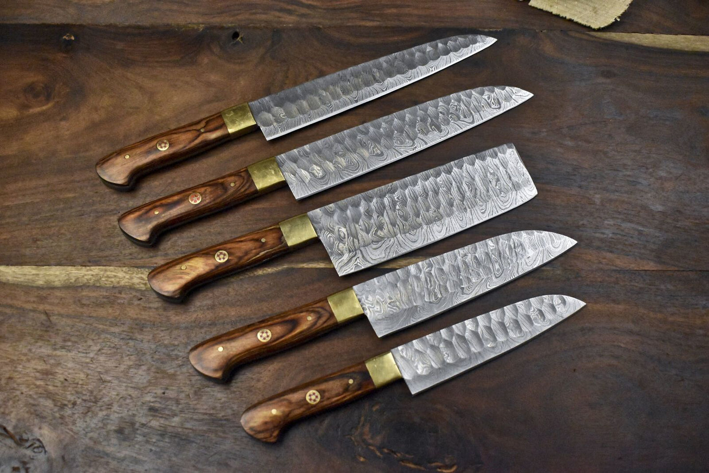 Custom Handmade Damascus Steel Kitchen Knife Set  Professional 5pcs Chef Cutlery 1