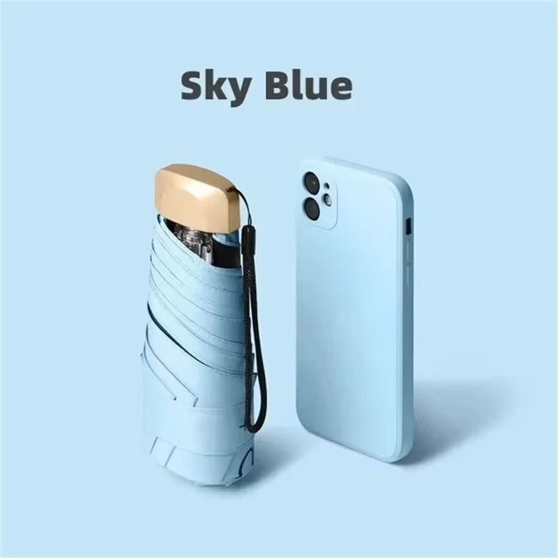 Mini Pocket Umbrella  Compact Folding Sun  Rain Parasol With UV Protection 8