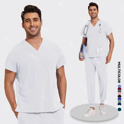 Lightweight Medical Scrub Set  AntiWrinkle Nursing Uniform With Jogger Pants For Men  Women 11