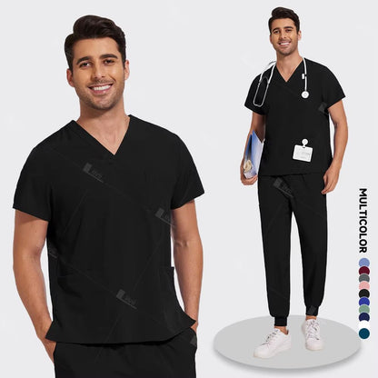 Lightweight Medical Scrub Set  AntiWrinkle Nursing Uniform With Jogger Pants For Men  Women 13