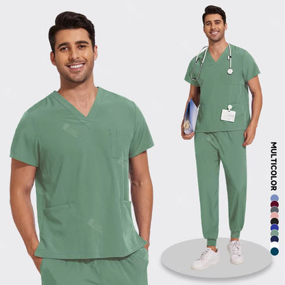 Lightweight Medical Scrub Set  AntiWrinkle Nursing Uniform With Jogger Pants For Men  Women 8