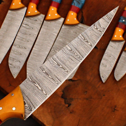 8 Pc Custom Forged Damascus Chef Knife Set  Handmade Kitchen Tools 2