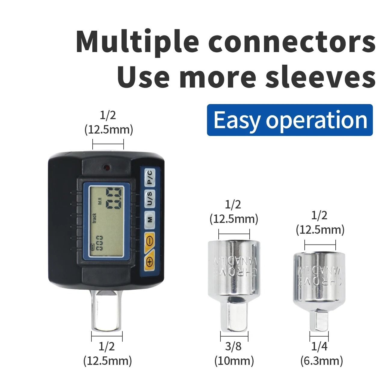 Digital Torque Adapter With Multiple Drive Adapters For Car And Bike Repair 2