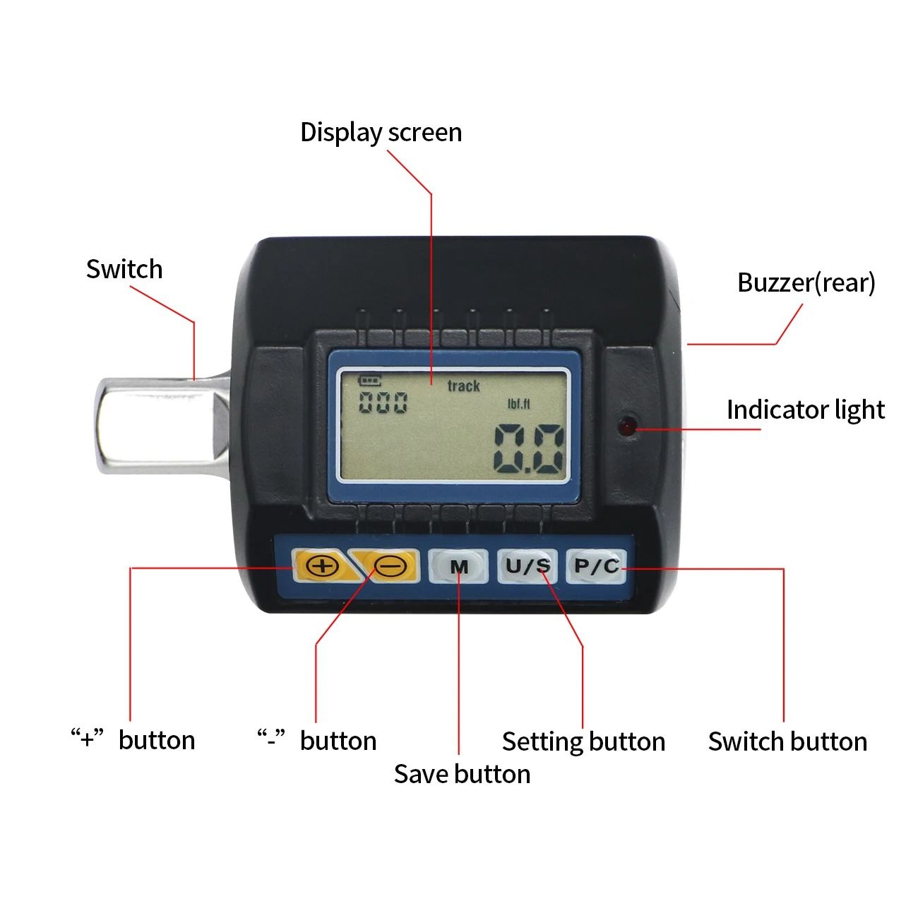 Digital Torque Adapter With Multiple Drive Adapters For Car And Bike Repair 3
