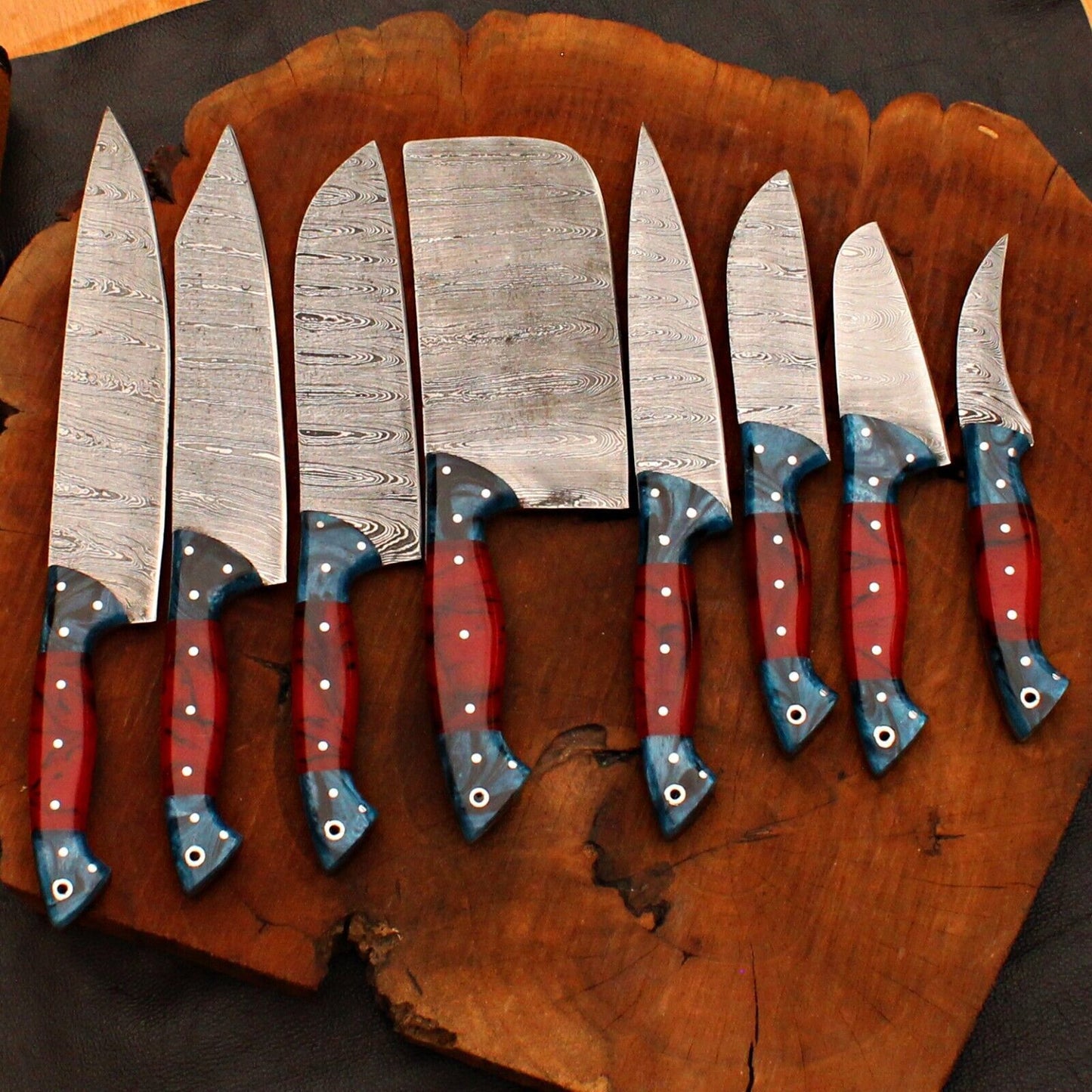 Handmade Damascus Steel Knife Set  8 Pc Forged Chef Cutlery Collection 1