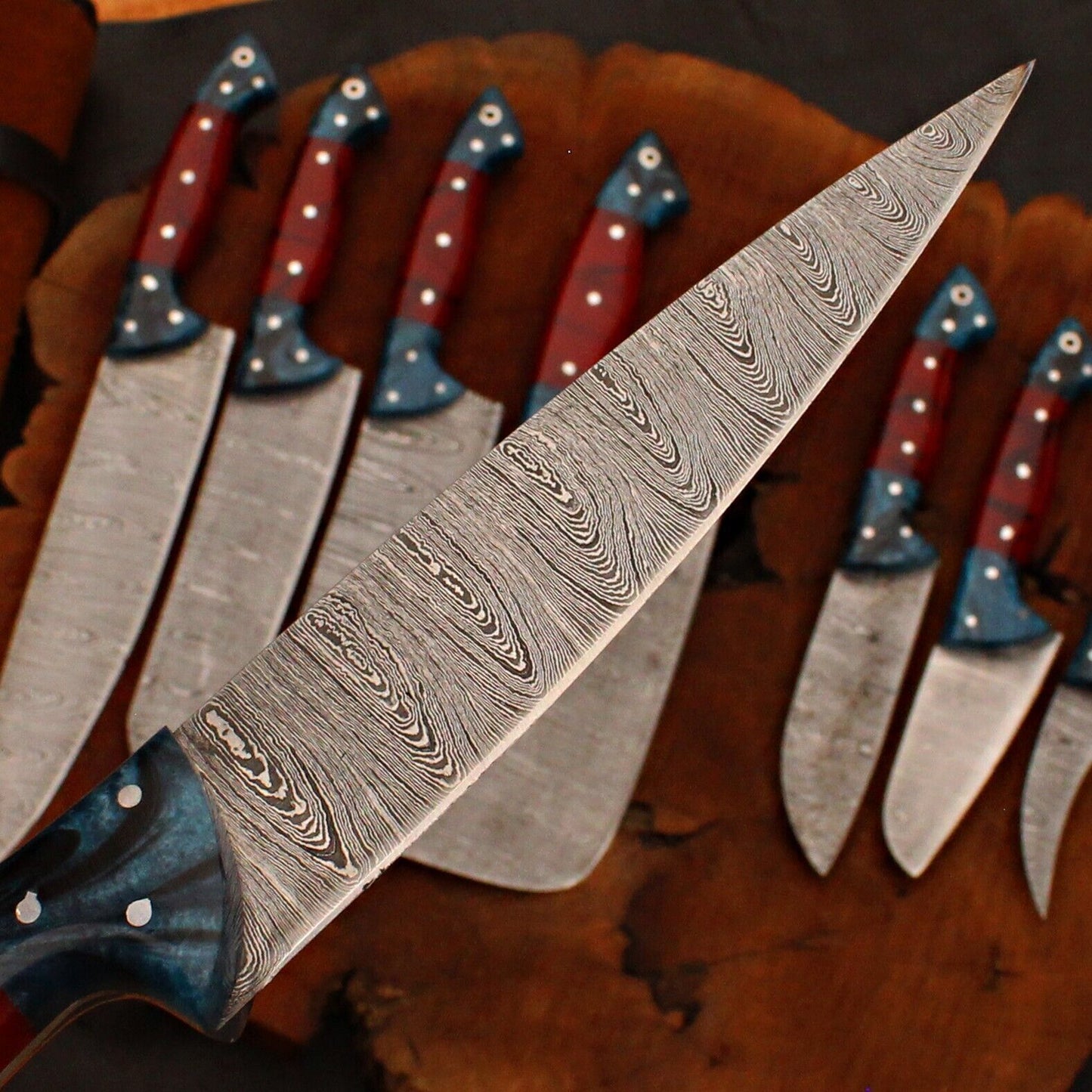 Handmade Damascus Steel Knife Set  8 Pc Forged Chef Cutlery Collection 2