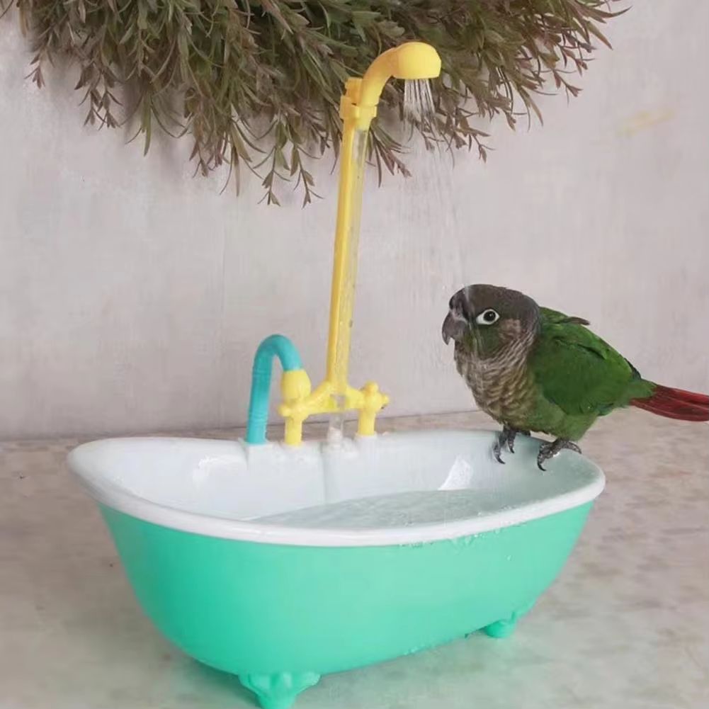 Automatic Bird Bath for Parrots – Intelligent Self-Shower Cage Accessory with Water Circulation System (Blue)