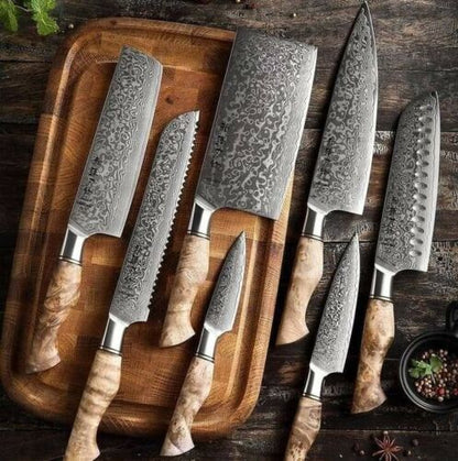 Custom Handmade Damascus Steel 7pcs Professional Chef Knife Set With Leather Bag  Kitchen  Culinary 3