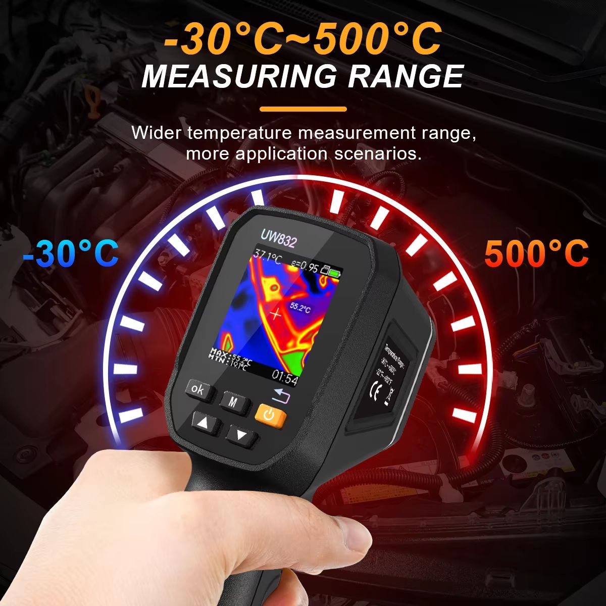 UWEI Infrared Thermal Imaging Camera  Handheld Thermal Imager With Color Display USB Recharge  8GB  2