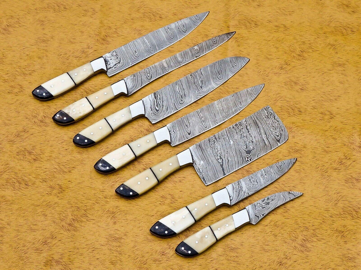 Handmade Damascus Steel 7pcs Professional Chef Knife Set With Leather Bag  Kitchen  Culinary Knives 2