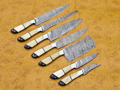 Handmade Damascus Steel 7pcs Professional Chef Knife Set With Leather Bag  Kitchen  Culinary Knives 2