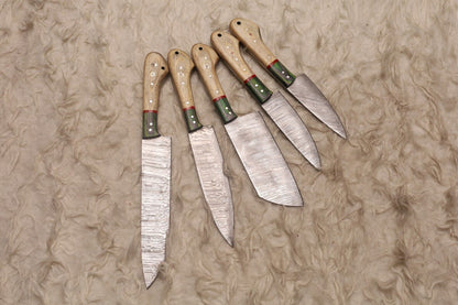 Custom Handmade Damascus Steel Chef Knife Set With Wood Handle  Professional Kitchen Knives 2