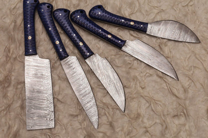 Elegant Damascus Steel Kitchen Knives With Wooden Handles  Gift Set 3