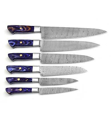 Complete Damascus Steel Chef Knife Set  Handmade Kitchen Tools 1