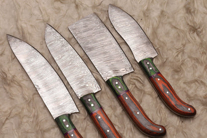 Genuine Damascus Steel Chef Knife Set  Hand Forged Full Tang Knives 1