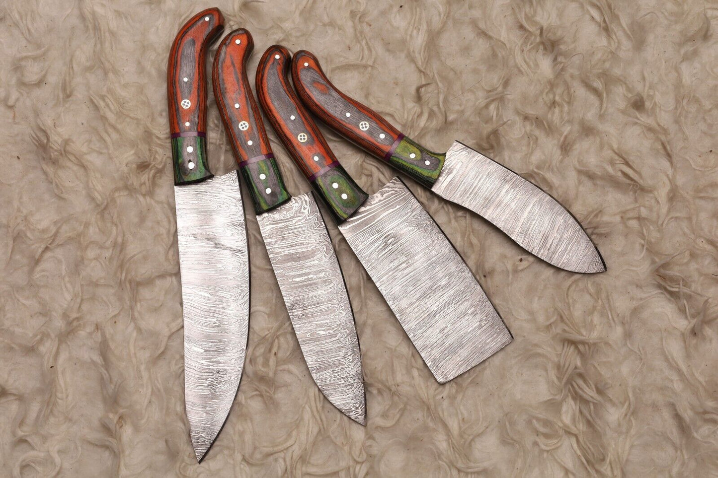 Genuine Damascus Steel Chef Knife Set – Hand Forged Full Tang Knives