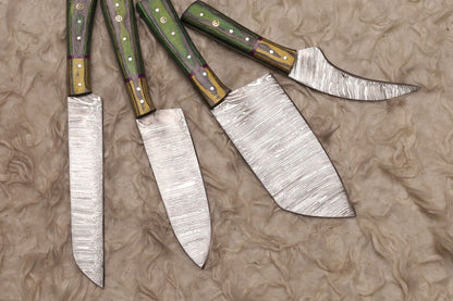 4pc Damascus Steel Chef Knife Bundle  Wood Handle Handmade Set 1