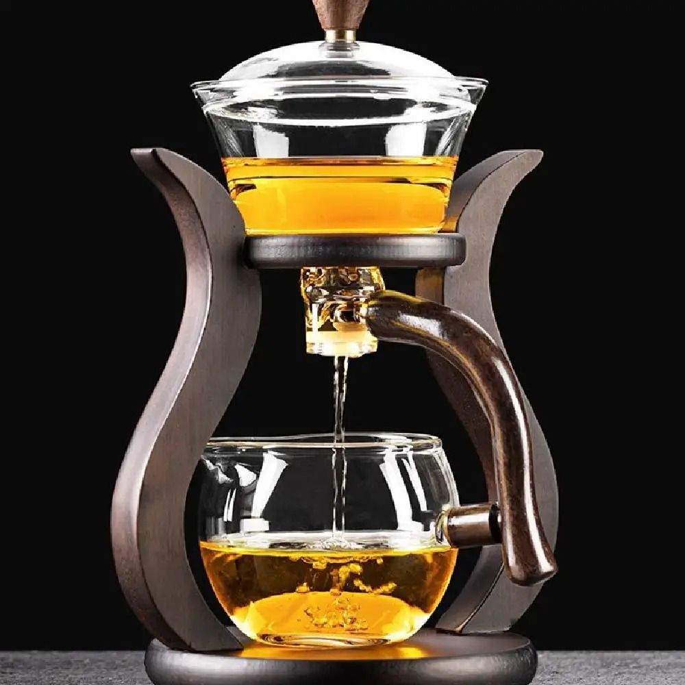 Lazy Kung Fu Drip Teapot Magnetic Flow Glass Tea Set Heat Resistant SemiAutomatic Teaware Gift 1