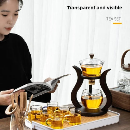 Lazy Kung Fu Drip Teapot Magnetic Flow Glass Tea Set Heat Resistant SemiAutomatic Teaware Gift 3