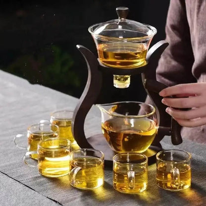 Lazy Kung Fu Drip Teapot Magnetic Flow Glass Tea Set Heat Resistant SemiAutomatic Teaware Gift 4