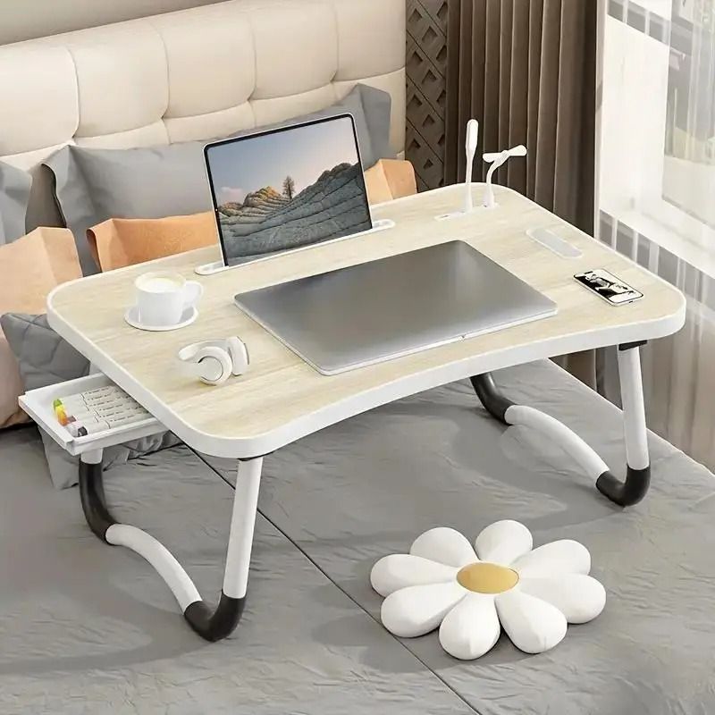 Portable Laptop Desk With USB Light Small Fan Cup Holder Tablet Slot And Handle Foldable Laptop Tab 9